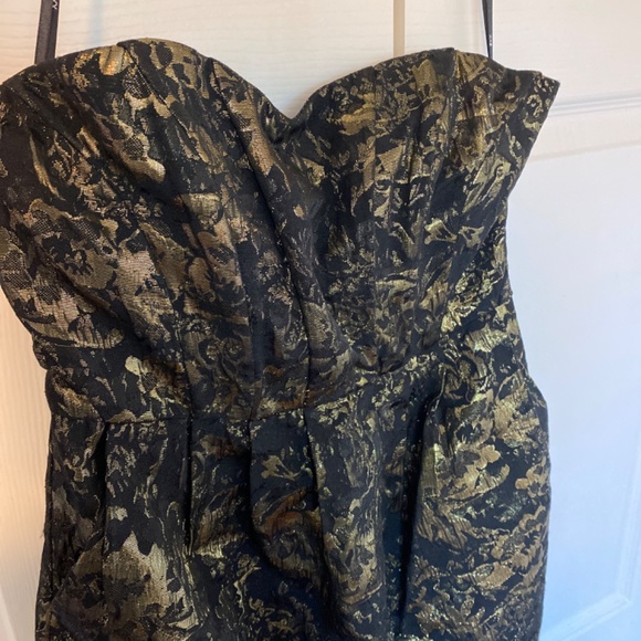 Strapless Black & Gold Social Dress - Picture 2 of 5